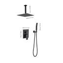 Supfirm 16 Inches Matte Black Shower Set System Bathroom Luxury Rain Mixer Shower Combo Set Ceiling Mounted Rainfall Shower Head Faucet (Contain Shower Faucet Rough-In Valve Body and Trim)