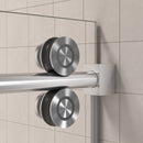 Supfirm 56'' - 60'' W x 76'' H Single Sliding Frameless Shower Door With 3/8 Inch (10mm) Clear Glass in Brushed Nickel