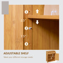 Supfirm Bathroom Storage Cabinet, Bamboo Floor Cabinet with Drawers, Double Doors and Adjustable Shelves, Natural