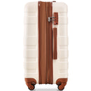 Supfirm Luggage Sets New Model Expandable ABS Hardshell 3pcs Clearance Luggage Hardside Lightweight Durable Suitcase sets Spinner Wheels Suitcase with TSA Lock 20''24''28''(ivory and brown)