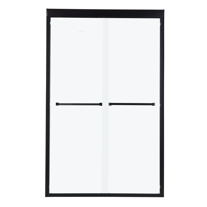 Supfirm Shower Door 48" W x 76"H Double Sliding Shower Enclosure, Matte Black