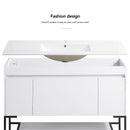 48" Bathroom Vanity with Sink,Bathroom Vanity Cabinet with Two Soft Close Cabinet Doors & soft-close Drawers,Bathroom Storage Cabinet with a Lower Open Shelf,with Metal Legs,White Ceramic Sink,White - Supfirm