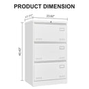 Supfirm Filing Cabinet Lateral File Cabinet 3 Drawer, White Filing Cabinets with Lock, Locking Metal File Cabinets Three Drawer Office Cabinet for Legal/Letter/A4/F4 Home Offic