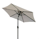 Supfirm 8.8 feet Outdoor Aluminum Patio Umbrella, Patio Umbrella, Market Umbrella with 42 pounds Round Resin Umbrella Base, Push Button Tilt and Crank lift, Creme