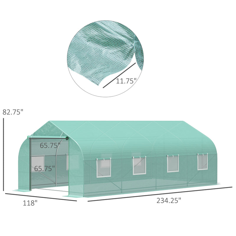 Supfirm 20' x 10' x 7' Outdoor Walk-in Greenhouse, Tunnel Green House with Roll-up Windows, Zippered Door, PE Cover, Heavy Duty Steel Frame, Green