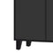 ON-TREND Buffet Cabinet with Adjustable Shelves, 4-Door Mirror Hollow-Carved TV stand for TVs Up to 65'', Multi-functional Console Table with Storage Credenza Accent Cabinet for Living Room, Black - Supfirm