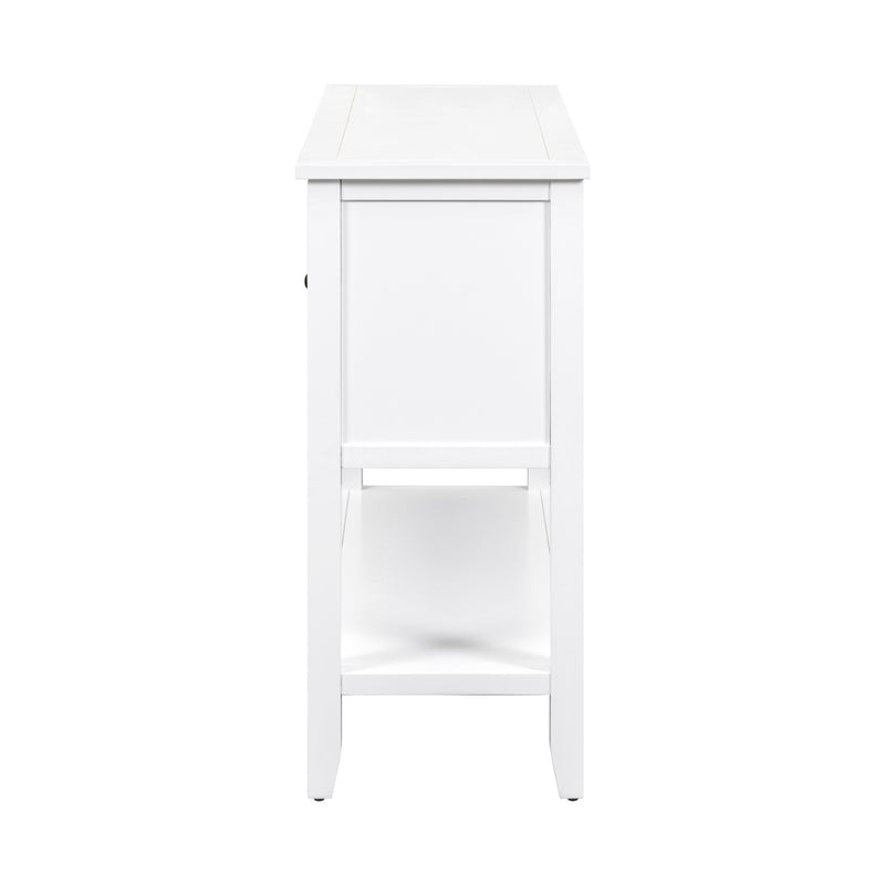 Supfirm TREXM Cambridge Series  Ample Storage Vintage Console Table with Four Small Drawers and Bottom Shelf for Living Rooms, Entrances and Kitchens (White, OLD SKU: WF190263AAA)