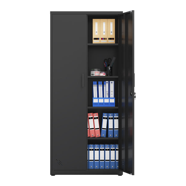 Supfirm High Storage Cabinet with 2 Doors and 4 Partitions to Separate 5 Storage Spaces, Home/ Office Design