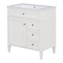 Supfirm 30'' Bathroom Vanity with Top Sink, Modern Bathroom Storage Cabinet with 2 Drawers and a Tip-out Drawer, Single Sink Bathroom Vanity - Supfirm