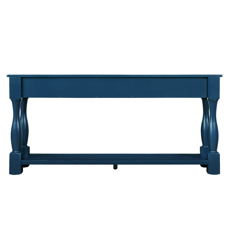 Supfirm 63inch Long Wood Console Table with 3 Drawers and 1 Bottom Shelf for Entryway Hallway Easy Assembly Extra-thick Sofa Table( Navy Blue)