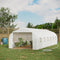 Supfirm 26' x 10' x 7' Walk-In Greenhouse Tunnel, Large Gardening Plant Hot House with 12 Windows and Zipper Doors for Backyard, White