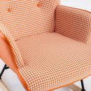 Supfirm 35.5 inch Rocking Chair, Soft Houndstooth Fabric Leather Fabric Rocking Chair for Nursery, Comfy Wingback Glider Rocker with Safe Solid Wood Base for Living Room Bedroom Balcony (orange)