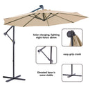 Supfirm 10 FT Solar LED Patio Outdoor Umbrella Hanging Cantilever Umbrella Offset Umbrella Easy Open Adustment with 32 LED Lights - tan