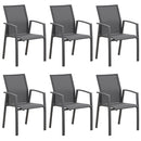 Supfirm Portable Grey Texilene Aluminum Patio Chairs Set Of 6 Metal Dining Chairs With Arms Outdoor