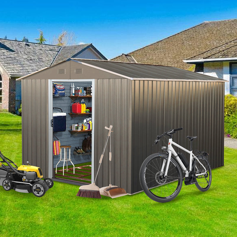 Supfirm 8x10ft Outdoor Metal Storage Shed Grey