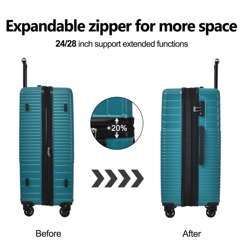 Supfirm Hardshell Luggage Sets 3 Piece double spinner 8 wheels Suitcase with TSA Lock Lightweight 20''24''28''