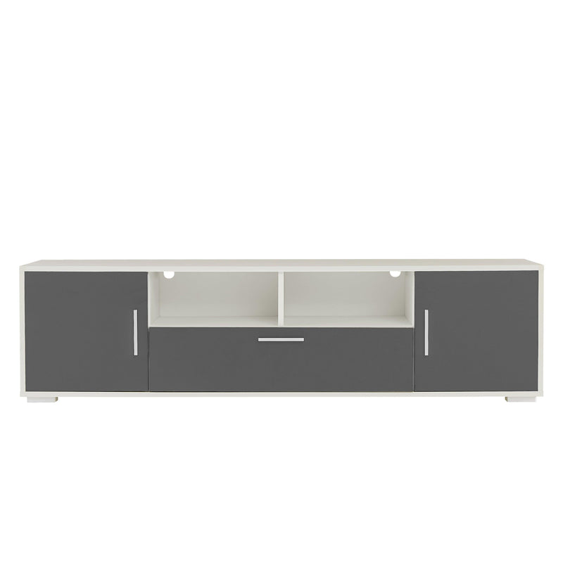 FashionTV stand,TV Cabinet,entertainment center TV station,TV console,console with LED light belt, light belt can be remote control,with cabinets,open cells,for the living room,bedroom,white+dark gray - Supfirm