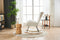 Supfirm Rocking Chair Nursery, Solid Wood Legs Reading Chair with Teddy Fabric Upholstered , Nap Armchair for Living Rooms, Bedrooms, Offices, Best Gift,White Teddy fabric