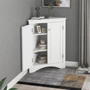 Supfirm White Triangle Bathroom Storage Cabinet with Adjustable Shelves, Freestanding Floor Cabinet for Home Kitchen