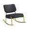 Supfirm PU material cushioned rocking chair, unique rocking chair, cushioned seat, black backrest rocking chair, and gold metal legs. Comfortable side chairs in the living room, bedroom, and office