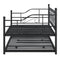 Twin Size Metal Daybed with Twin Size Adjustable Trundle, Portable Folding Trundle, Black - Supfirm