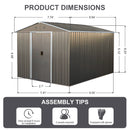 Supfirm 8x10ft Outdoor Metal Storage Shed Grey