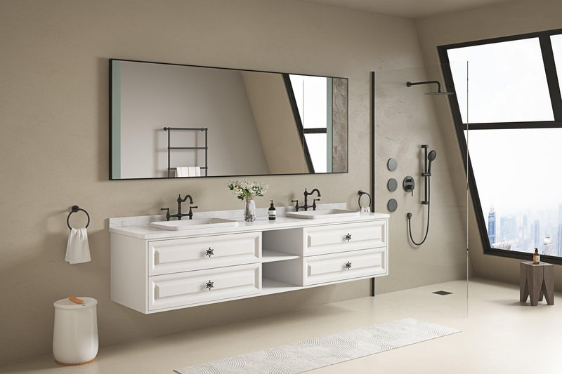 96*23*21in Wall Hung Doulble Sink Bath Vanity Cabinet Only in Bathroom Vanities without Tops - Supfirm