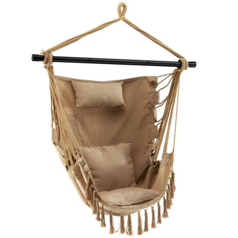 Supfirm Hanging Rope Swing Chair with Soft Pillow and Cushions