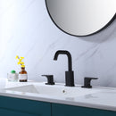 Supfirm Round Widespread Double Handle Bathroom Sink Faucet with Matte Black