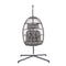 Supfirm Outdoor Garden Rattan Egg Swing Chair Hanging Chair  Light Gray Cushion