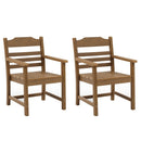 Supfirm Patio Dining Chair with Armset Set of 2,  HIPS Materialwith Imitation Wood Grain Wexture chair for Deck Pool Backyard, Teak