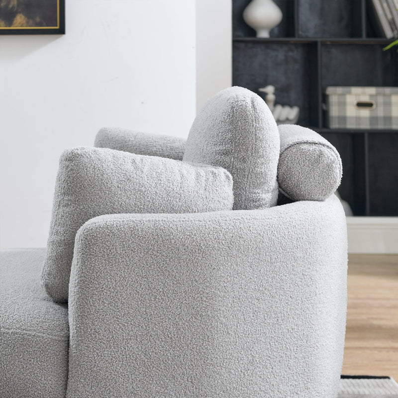 Supfirm 39"W Oversized Swivel Chair with moon storage ottoman for Living Room, Modern Accent Round Loveseat Circle Swivel Barrel Chairs for Bedroom Cuddle Sofa Chair Lounger Armchair, 4 Pillows, Teddy Fabric - Supfirm