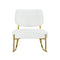 Supfirm Teddy suede material cushioned rocking chair, unique rocking chair, cushioned seat, white rocking chair with backrest and golden metal legs. Comfortable side chairs in living room, bedroom, office