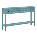 Supfirm TREXM Rustic Entryway Console Table, 60" Long Sofa Table with two Different Size Drawers and Bottom Shelf for Storage (Turquoise Green)