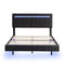 Queen Size Floating Bed Frame with LED Lights and USB Charging,Modern Upholstered Platform LED Bed Frame,Black - Supfirm