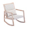 Supfirm Solid wood linen fabric antique white wash painting rocking chair with  removable lumbar pillow