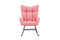 Supfirm Rocking Chair Nursery, Solid Wood Legs Reading Chair withTeddy Fabric Upholstered, Nap Armchair for Living Rooms, Bedrooms, Offices, Best Gift,Pink Teddy fabric