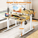 Sweetcrispy Home Office Height Adjustable Electric Standing Desk with Storage Shelf Double Drawer - Supfirm