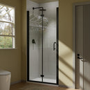 Supfirm 36-37.5" W x 72" H Black Pivot Bifold Shower Door,Frameless Folding Glass Shower Door with 1/4 in Thick Clear SGCC Tempered Glass,Matte Black Finish Shower Doors,Installed Left or Right