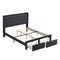 Queen Size Bed Frame with 2 Storage Drawers, Upholstered Bed Frame with Wingback Headboard Storage Shelf Built-in USB Charging Stations and Strong Wood Slats Support, No Box Spring Needed, Dark Gray - Supfirm