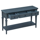 Supfirm TREXM Classic Retro Style Console Table with Three Top Drawers and Open Style Bottom Shelf, Easy Assembly (Navy)