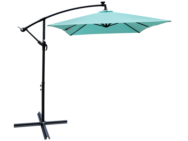 Supfirm Rectangle 2x3M Outdoor Patio Umbrella Solar Powered LED Lighted Sun Shade Market Waterproof 6 Ribs Umbrella with Crank and Cross Base for Garden Deck Backyard Pool Shade Outside Deck Swimming Pool