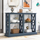 Supfirm TREXM Console Table with 3-Tier Open Storage Spaces and "X" Legs, Narrow Sofa Entry Table for Living Room, Entryway and Hallway (Navy Blue)