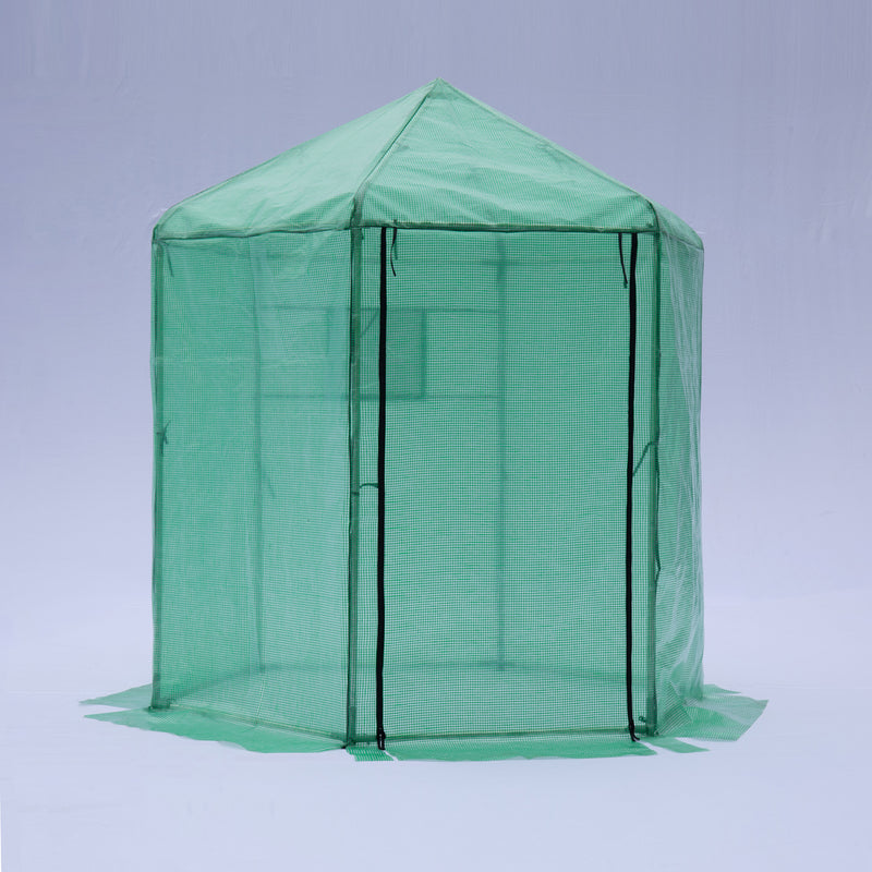 Supfirm Walk-in Greenhouse Hexagonal Upgrade Reinforced Frame Heavy Duty Plastic Greenhouse Reinforced Thickened Waterproof Insulation(6.9*7.5 ft)