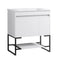 Supfirm 30" Bathroom Vanity with Sink,Bathroom Vanity Cabinet with One Soft Close Cabinet Doors & soft-close Drawers,Bathroom Storage Cabinet with a Lower Open Shelf,with Metal Legs,White Ceramic Sink,White - Supfirm