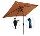 Supfirm 10 x 6.5t Rectangular Patio Solar LED Lighted Outdoor Market Umbrellas with Crank & Push Button Tilt for Garden Shade Outside Swimming Pool