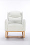 Supfirm 049-Teddy Fabric Rocking Chair With Packet Wood Legs,Ivory