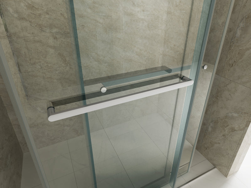 Supfirm 68 to 72 in. W x 76 in. H Sliding Frameless Soft-Close Shower Door with Premium 3/8 Inch (10mm) Thick Tampered Glass in Chrome  23D02-72C