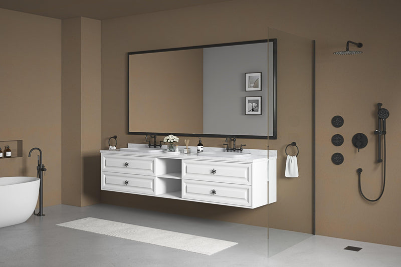 96*23*21in Wall Hung Doulble Sink Bath Vanity Cabinet Only in Bathroom Vanities without Tops - Supfirm