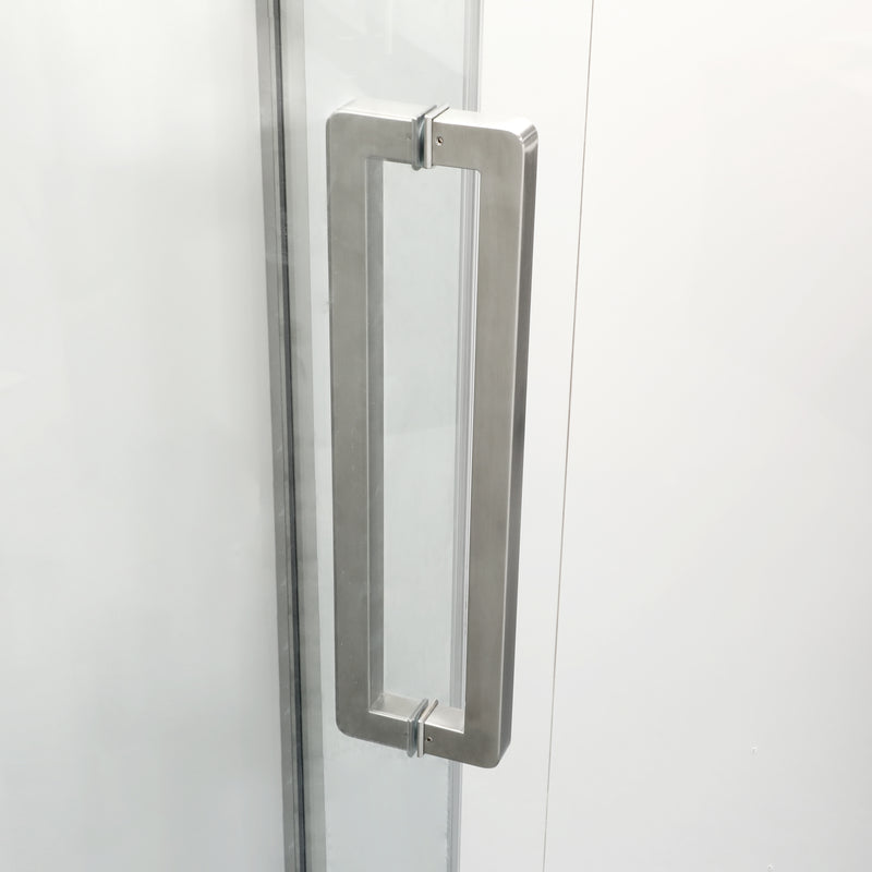 Supfirm Shower Door 34-1/8" x 72" Semi-Frameless Neo-Angle Hinged Shower Enclosure, Brushed Nickel